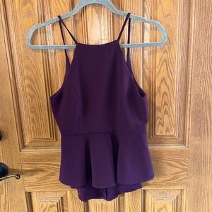 Purple blouse with dip in back with zipper